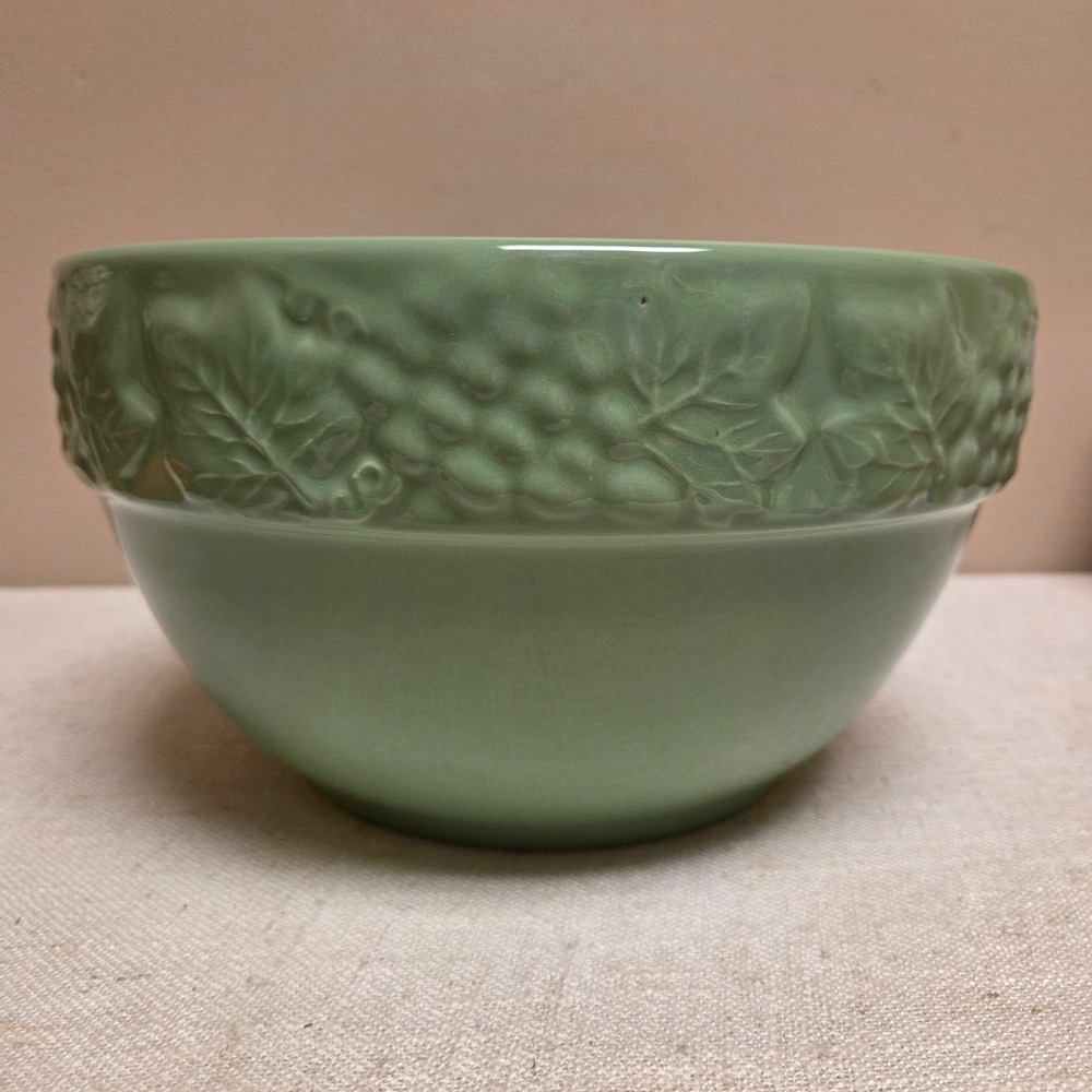 Portugal Sage Green Ceramic Grapevine Embossed Mixing bowl